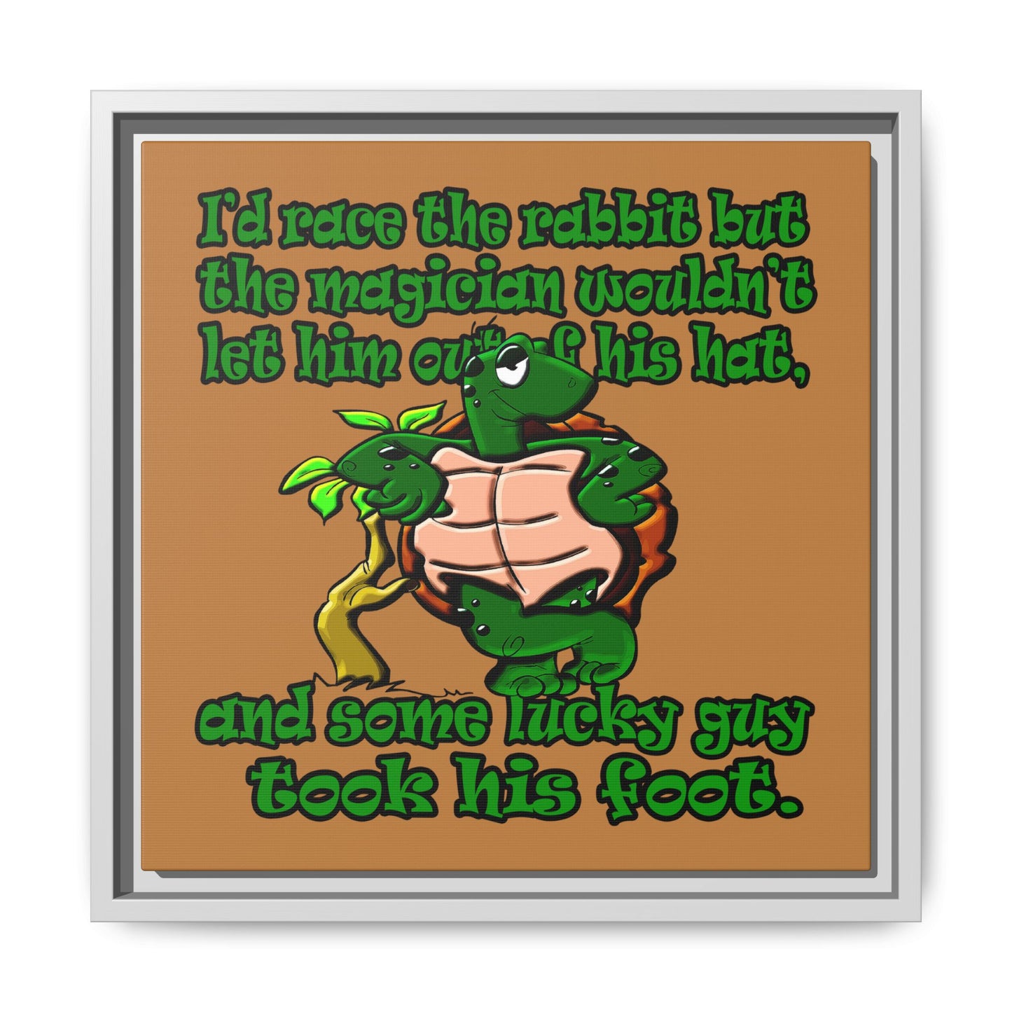 turtle race - framed canvas art (light brown)