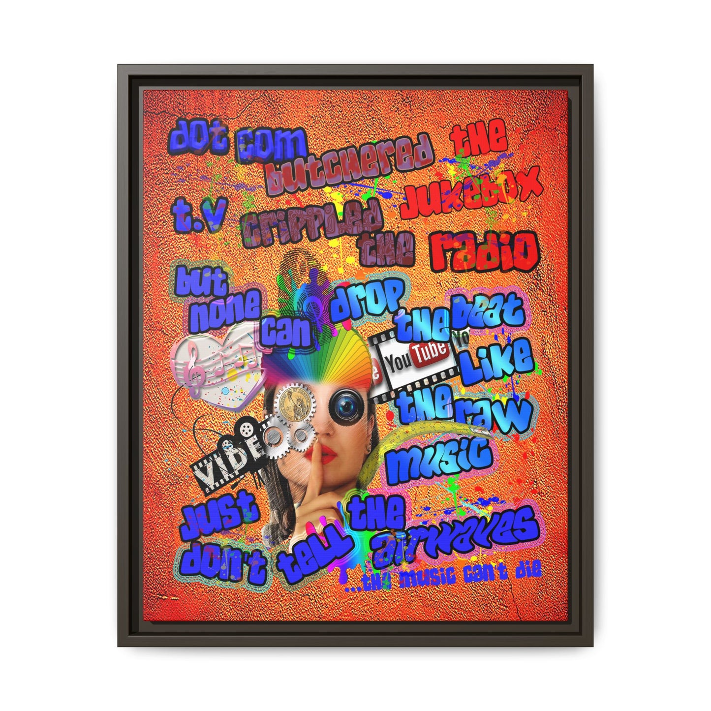 drop the beat - framed canvas art (burnt orange)