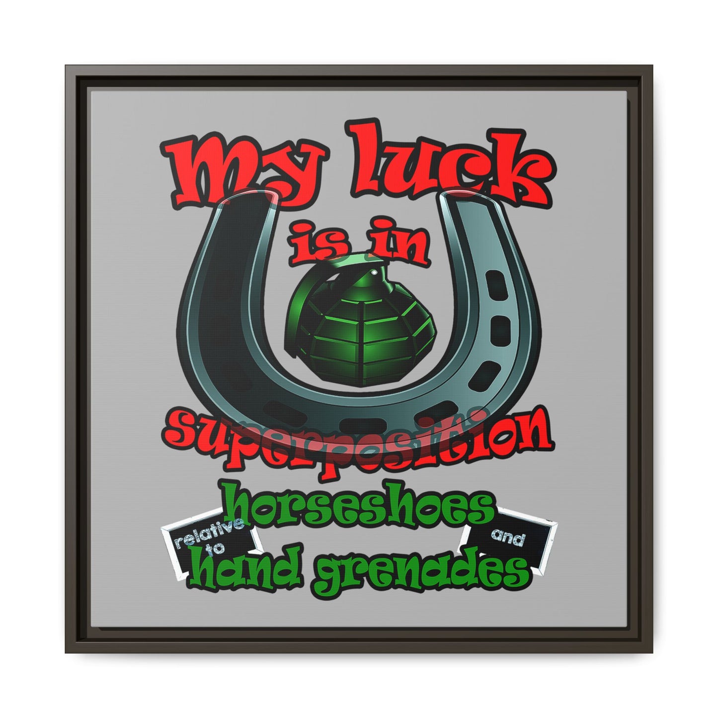 my luck - framed canvas art (light grey)