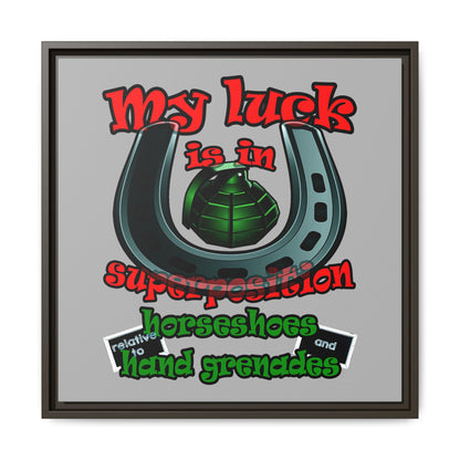 my luck - framed canvas art (light grey)