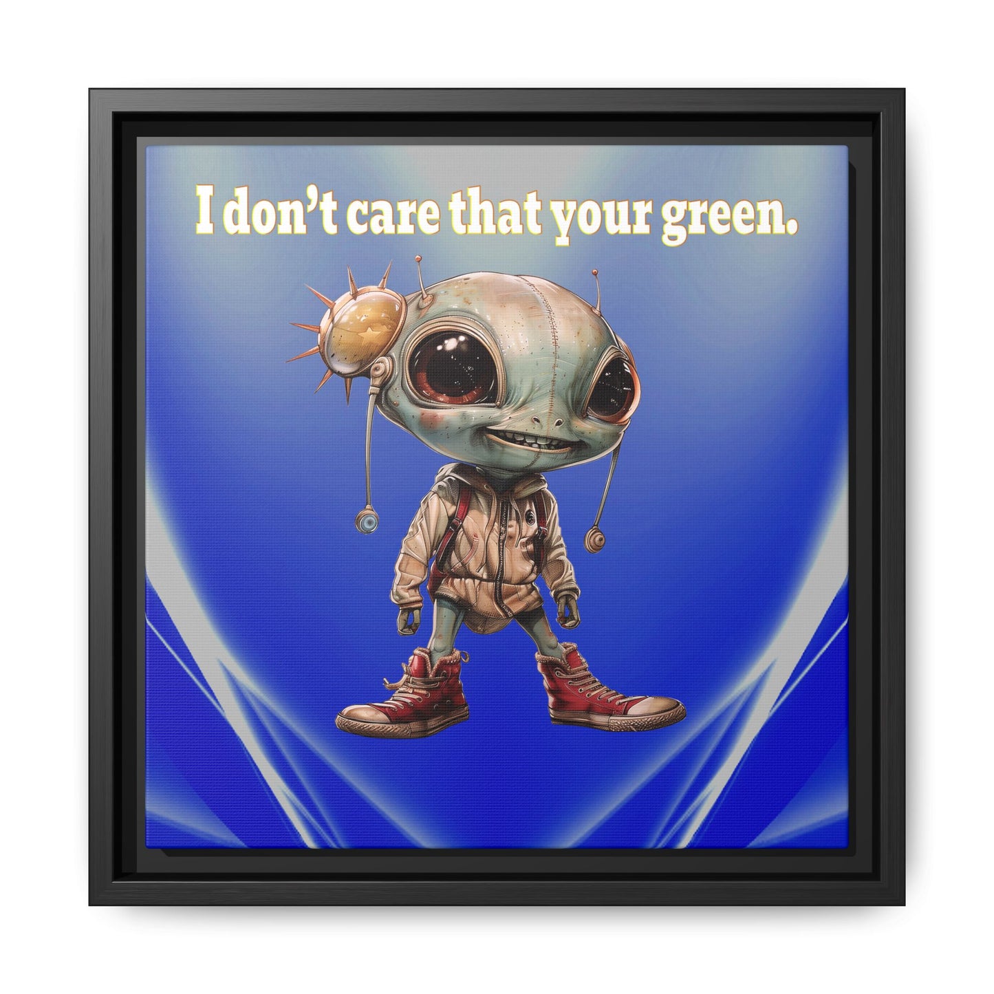 I don't care that your green - framed canvas art (blue-white wave)