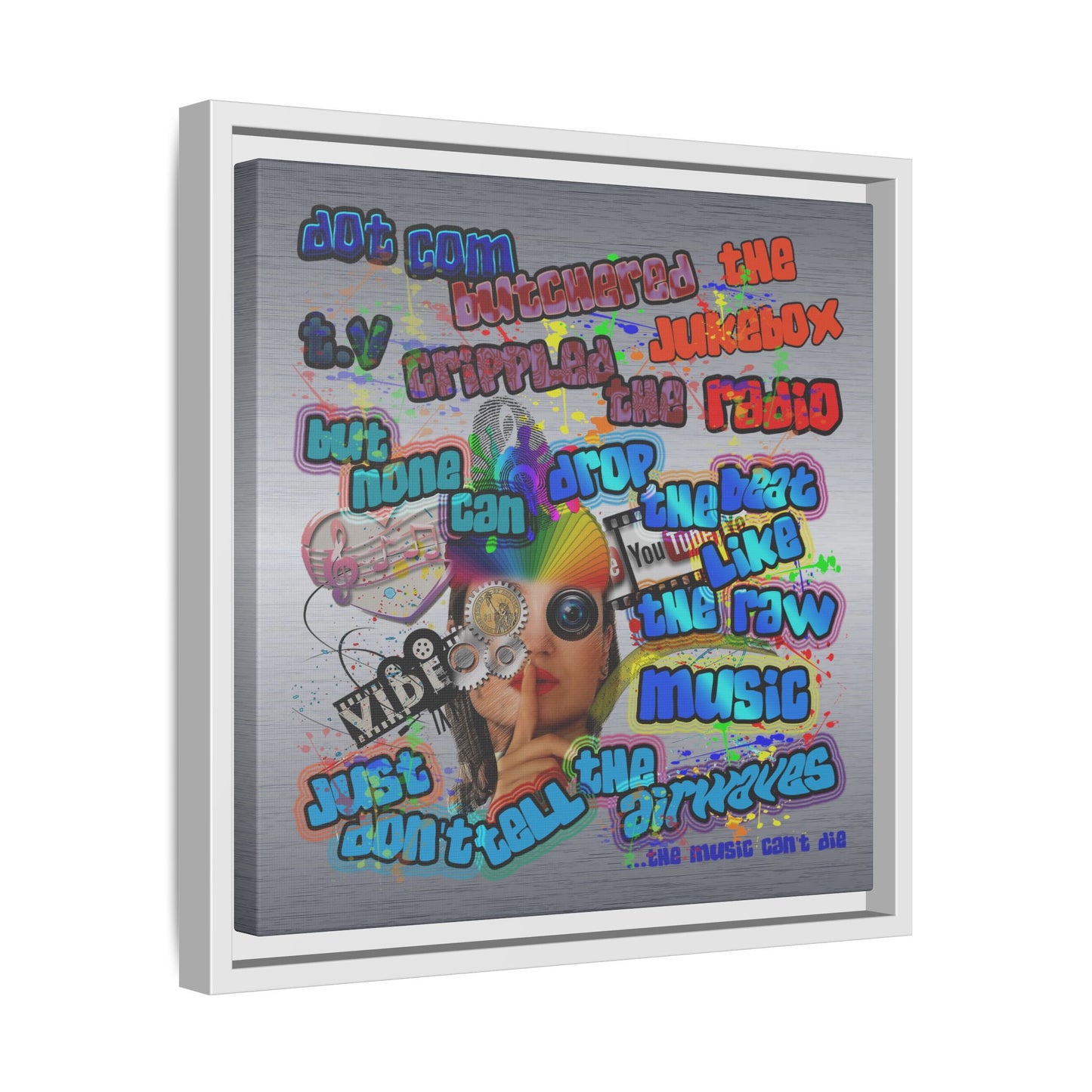 drop the beat - framed canvas art (brushed nickel)