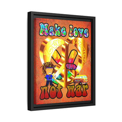love peace - framed canvas art (burnt orange)