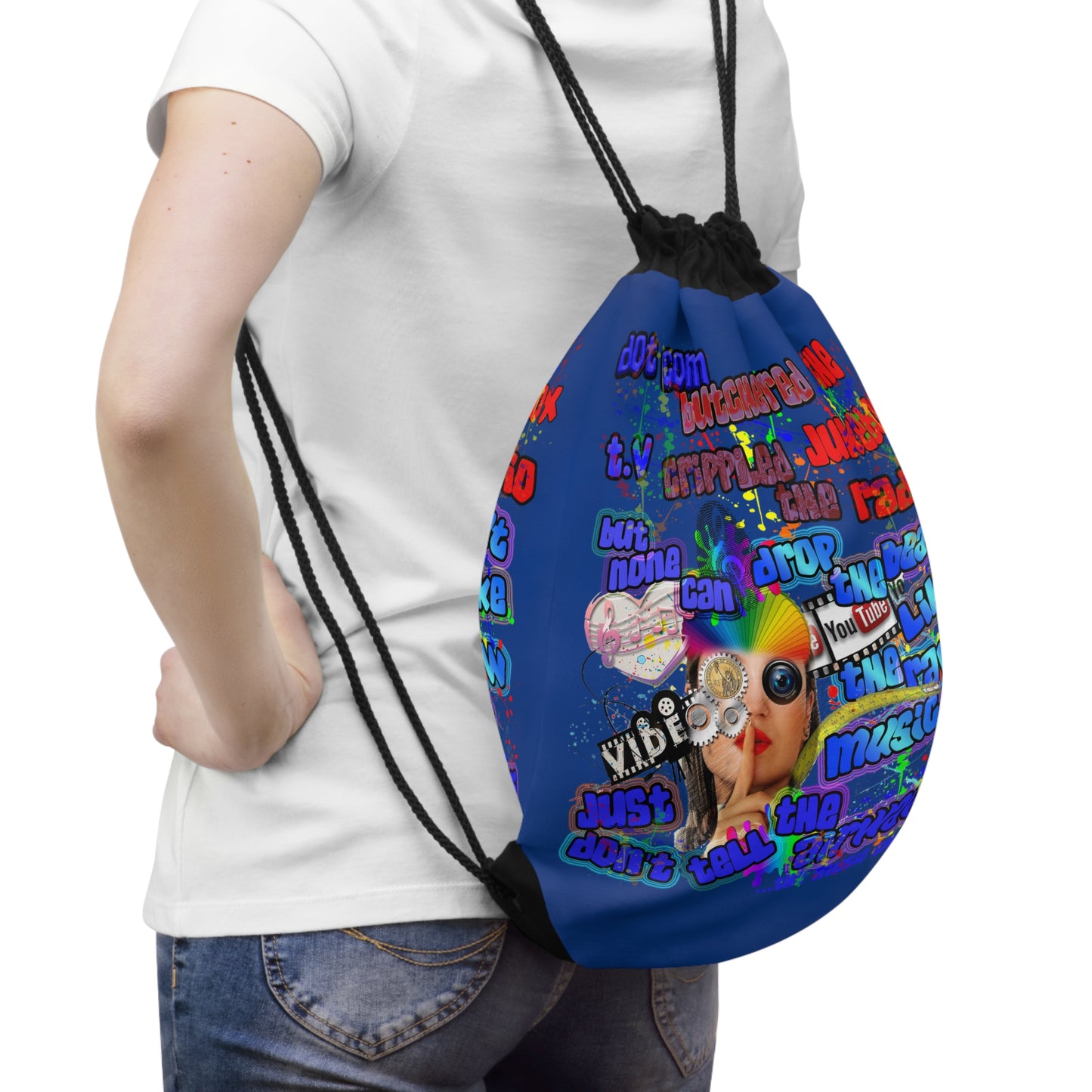 drop the beat - Drawstring Bag (dark blue)