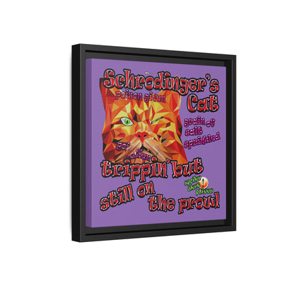 schrodinger's cat - framed canvas art (light purple)