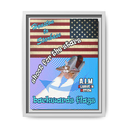 shoot for the stars - framed canvas art (light blue-purple wave)