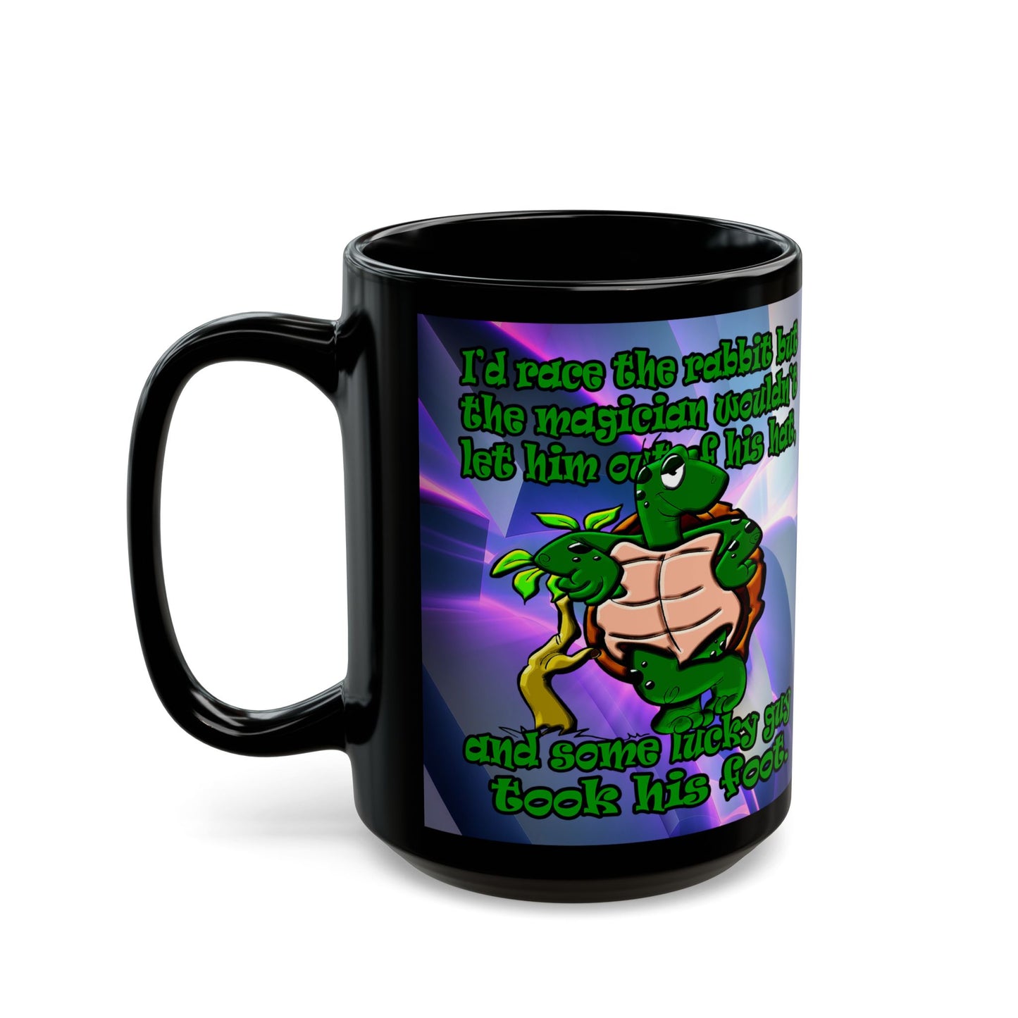 turtle race - Black Mug (grey-pink wave)