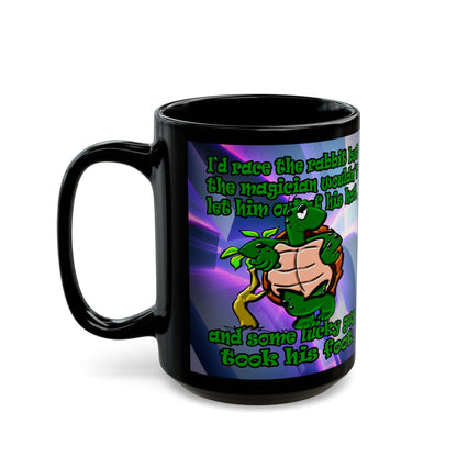 turtle race - Black Mug (grey-pink wave)