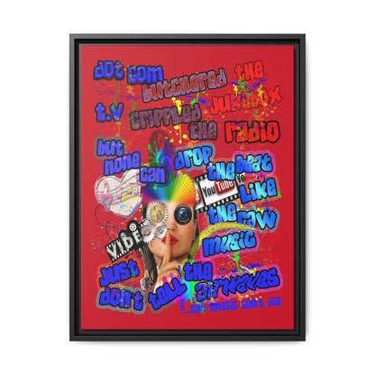 drop the beat - framed canvas art (dark red)