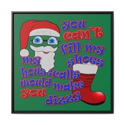 santa's shoes - framed canvas art (dark green)