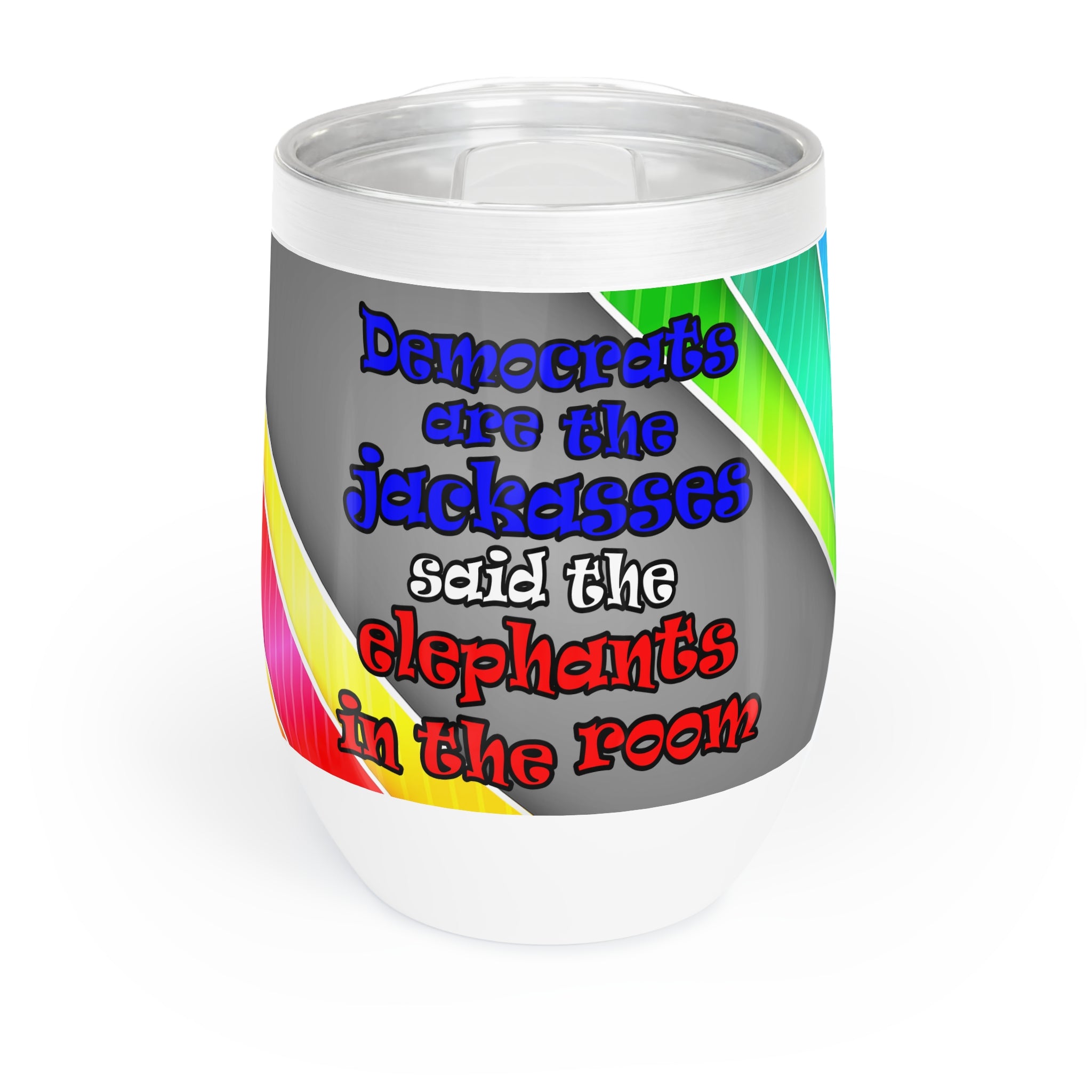 donkeys and elephants - Chill Wine Tumbler (rainbow split)