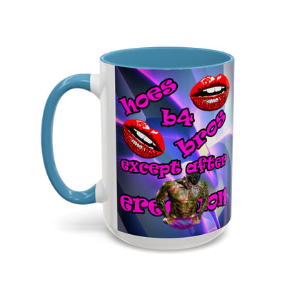 hoes b4 bros - Accent Mug (grey-pink wave)