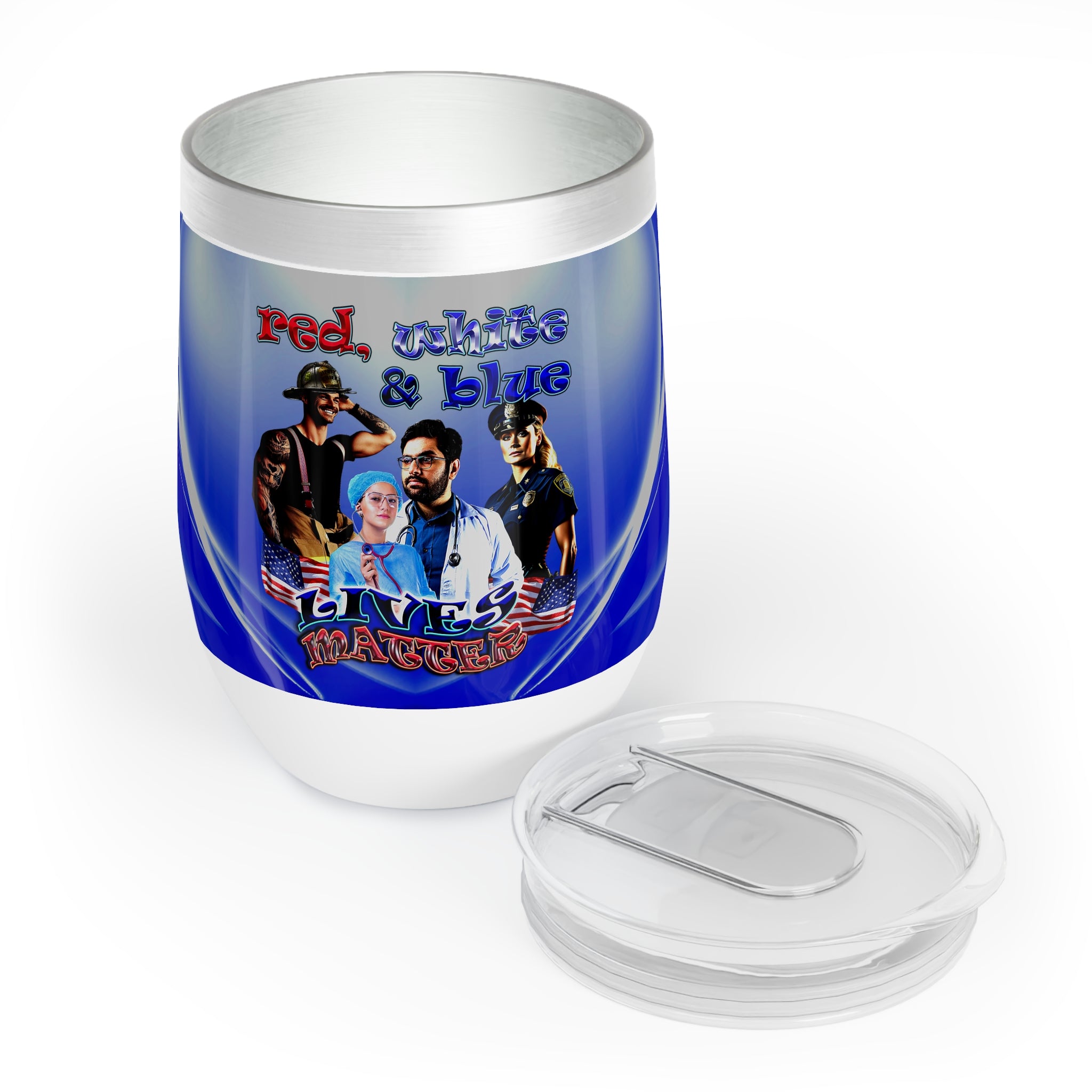 rw&b lives matter - Chill Wine Tumbler (blue-white wave)