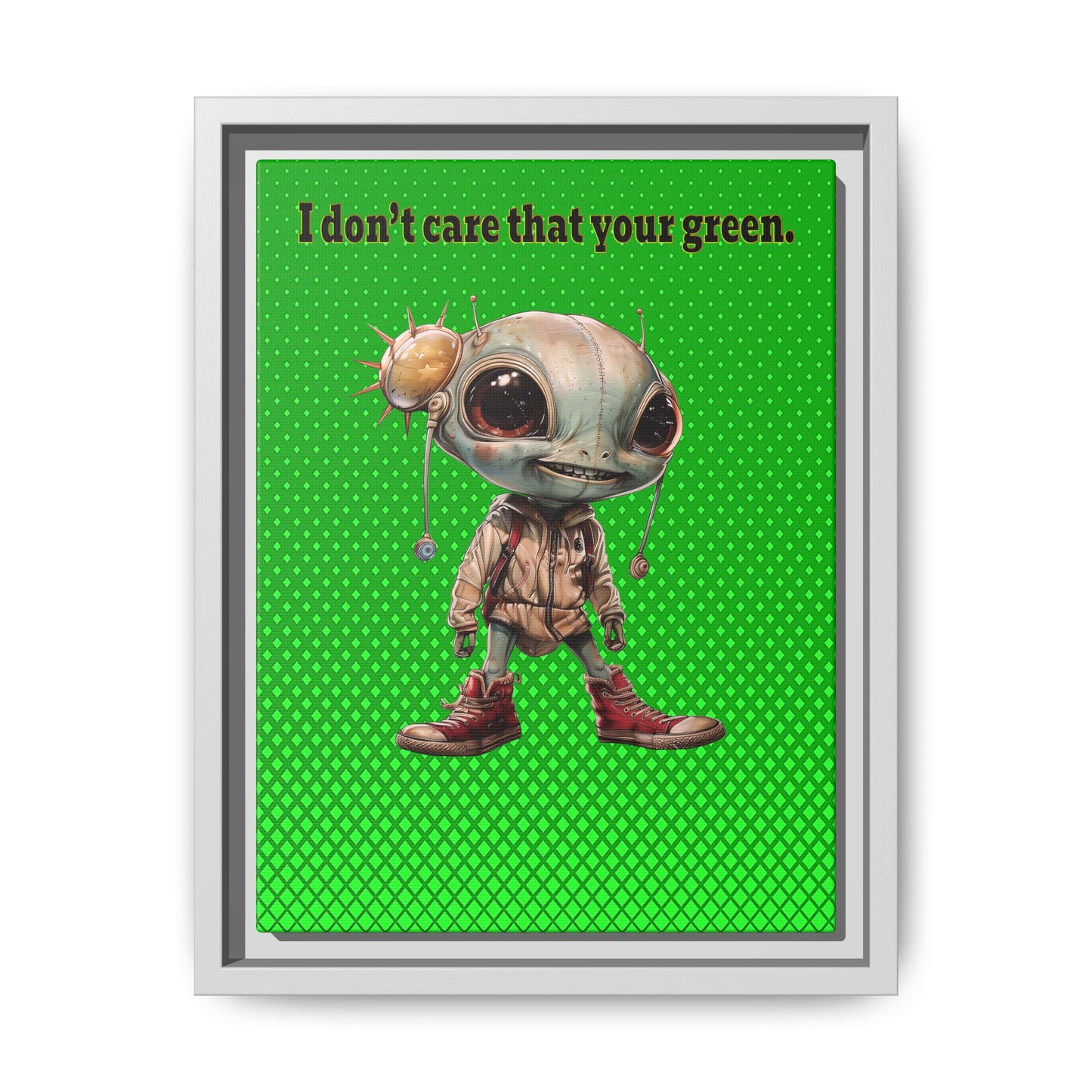 I don't care that your green - framed canvas art (logo green)