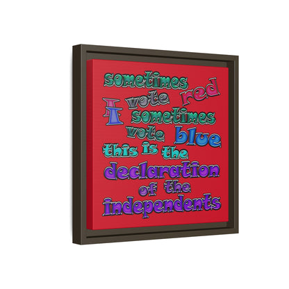 declaration of the independents - framed canvas art (dark red)