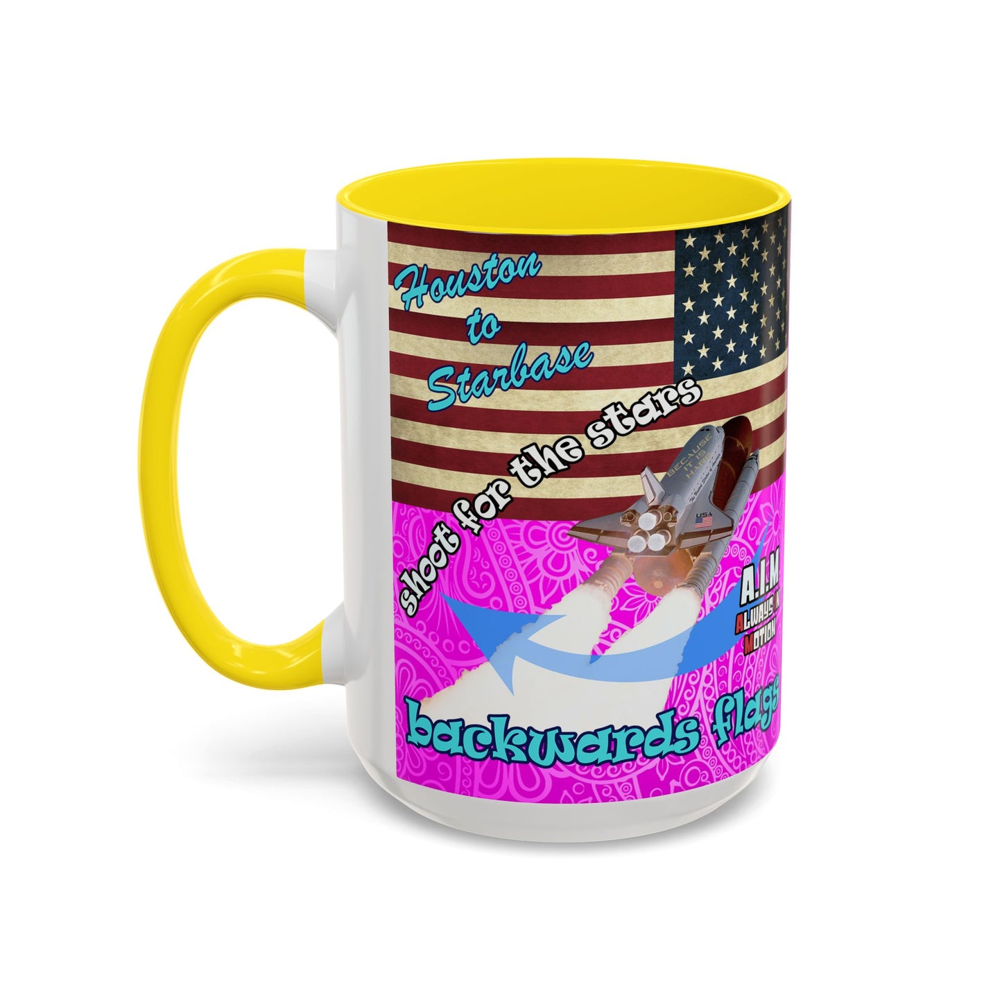 shoot for the stars - Accent Mug (pink swirl)