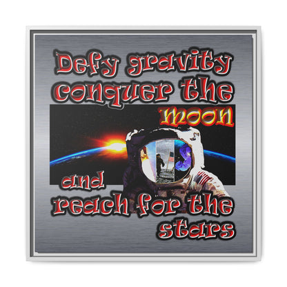 defy conquer reach - framed canvas art (brushed nickel)