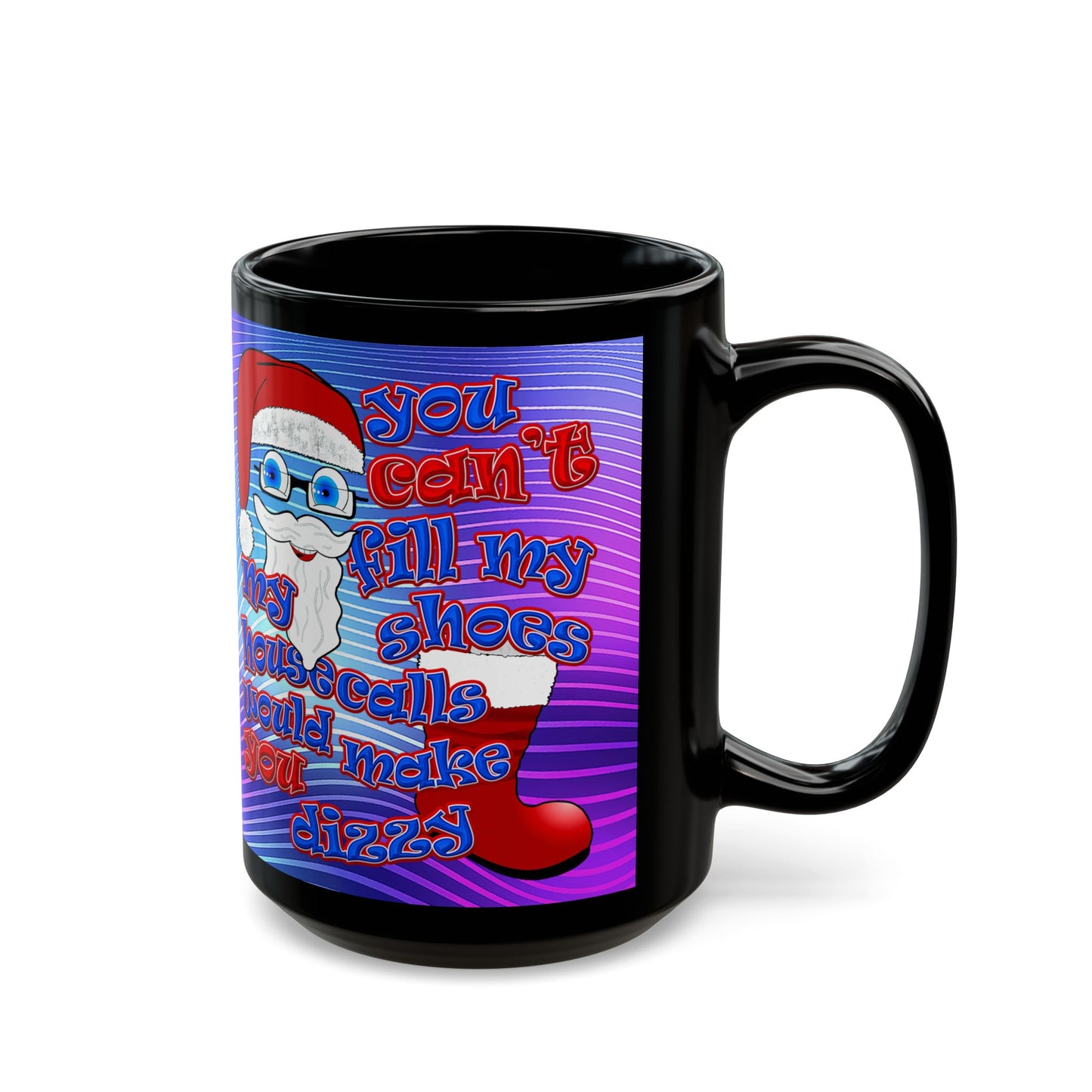 santa's shoes - Black Mug (purple wave)
