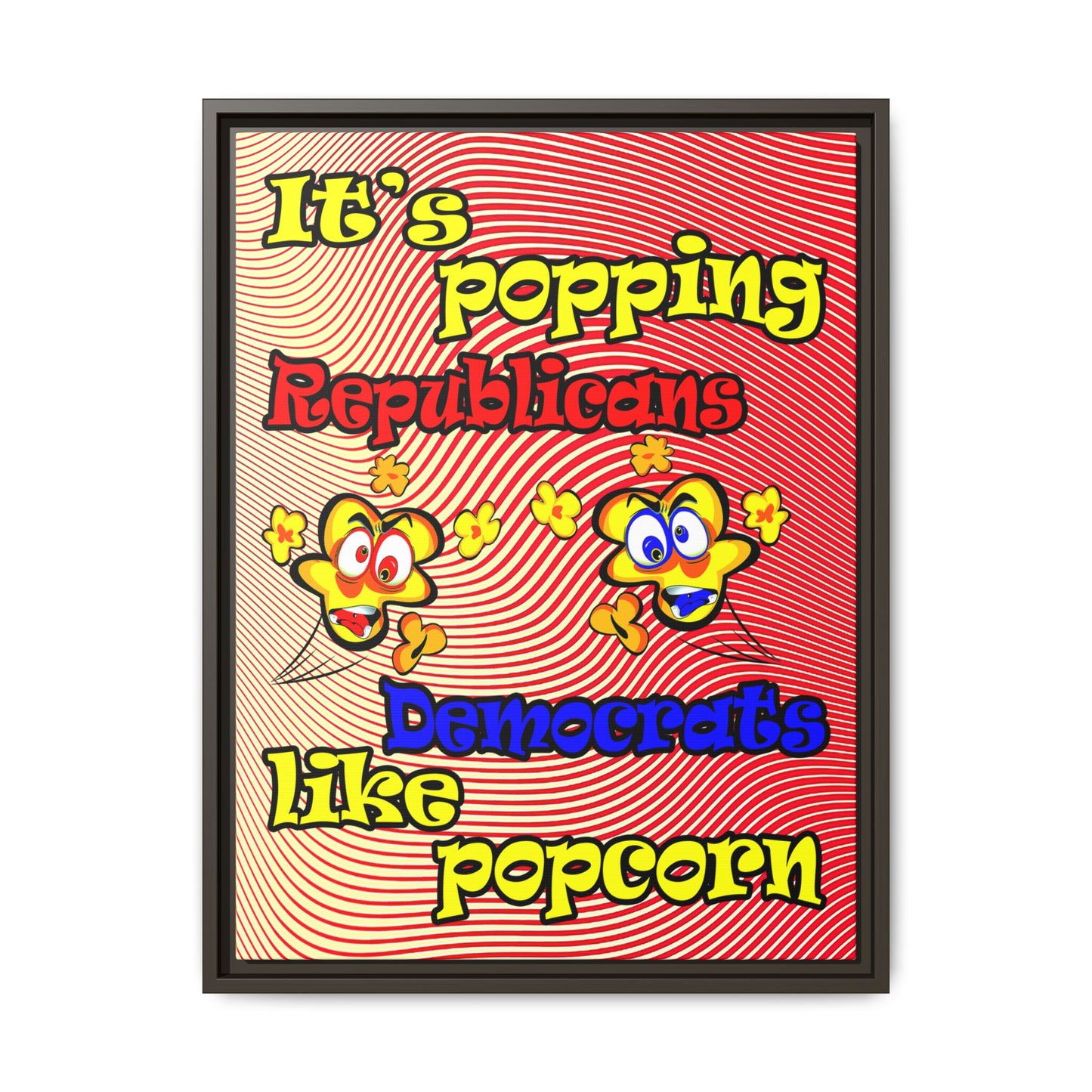 popping like popcorn - framed canvas art (yellow-orange wave)