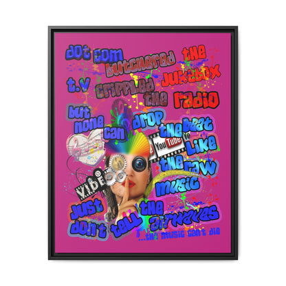 drop the beat - framed canvas art (pink)