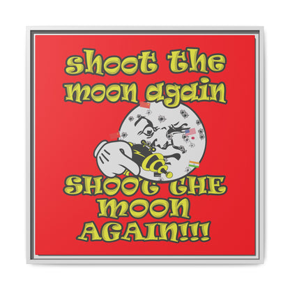 shoot the moon again - framed canvas art (red)