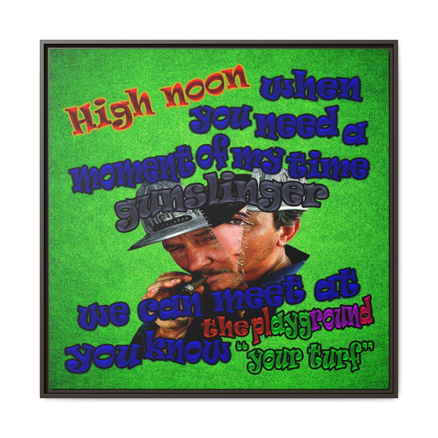 high noon - framed canvas art (green turf)