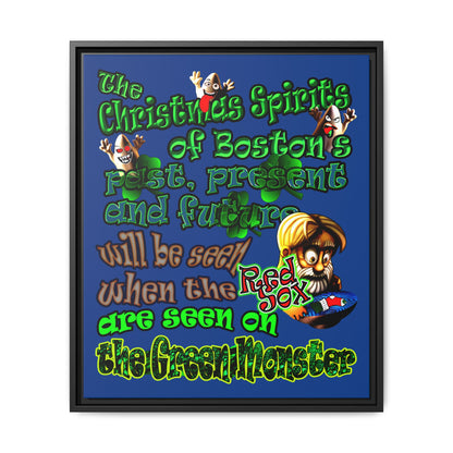 christmas spirits of boston - framed canvas art (dark blue)