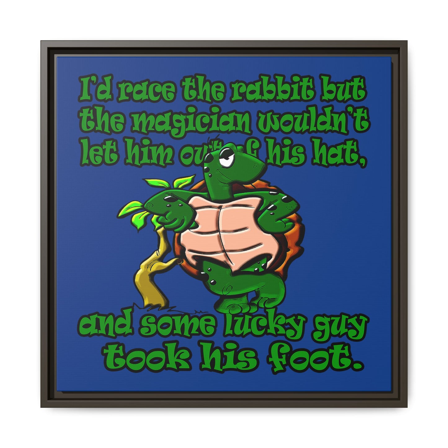 turtle race - framed canvas art (dark blue)
