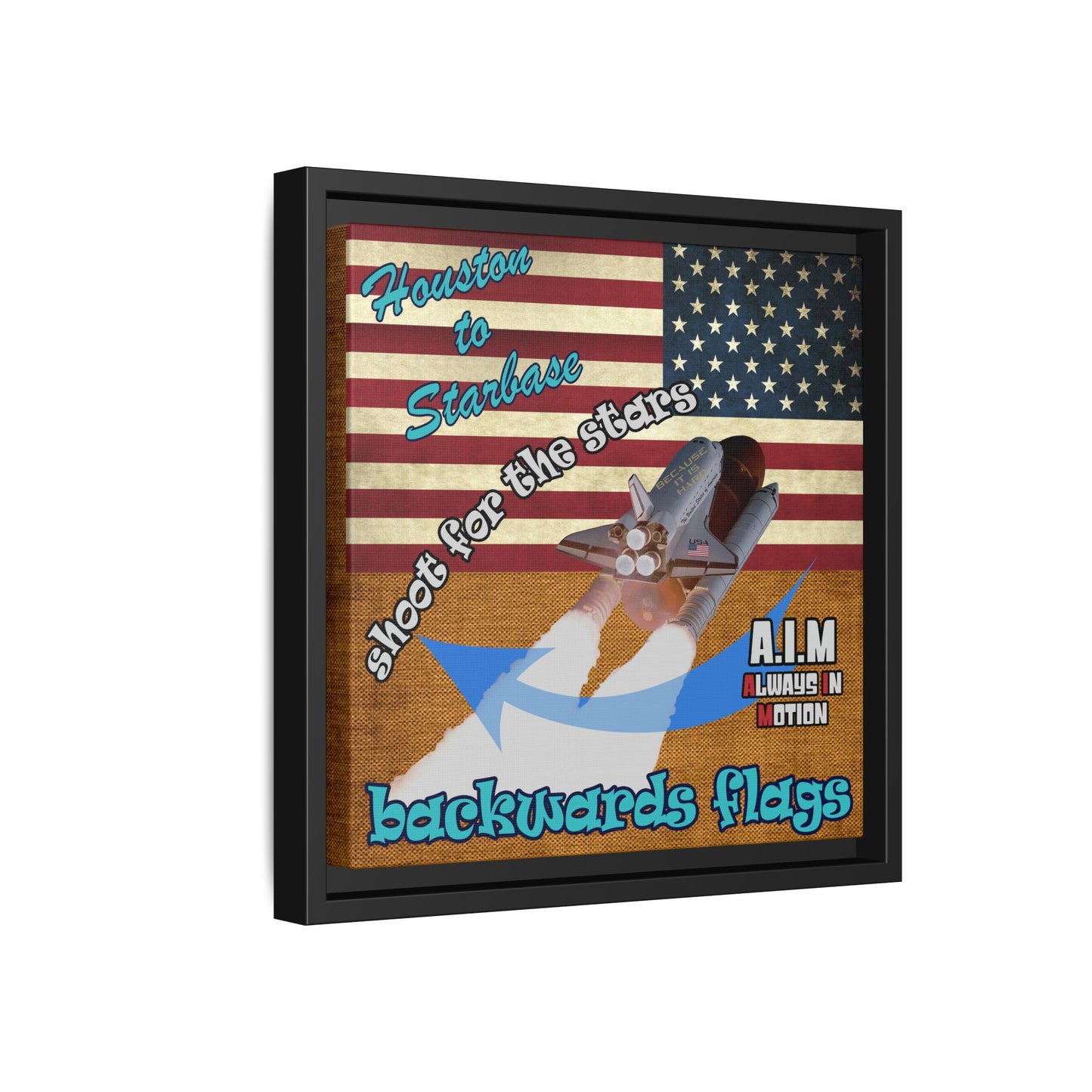 shoot for the stars - framed canvas art (brown papyrus)
