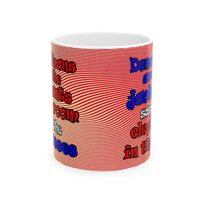 donkeys and elephants - White Mug (yellow-orange wave)