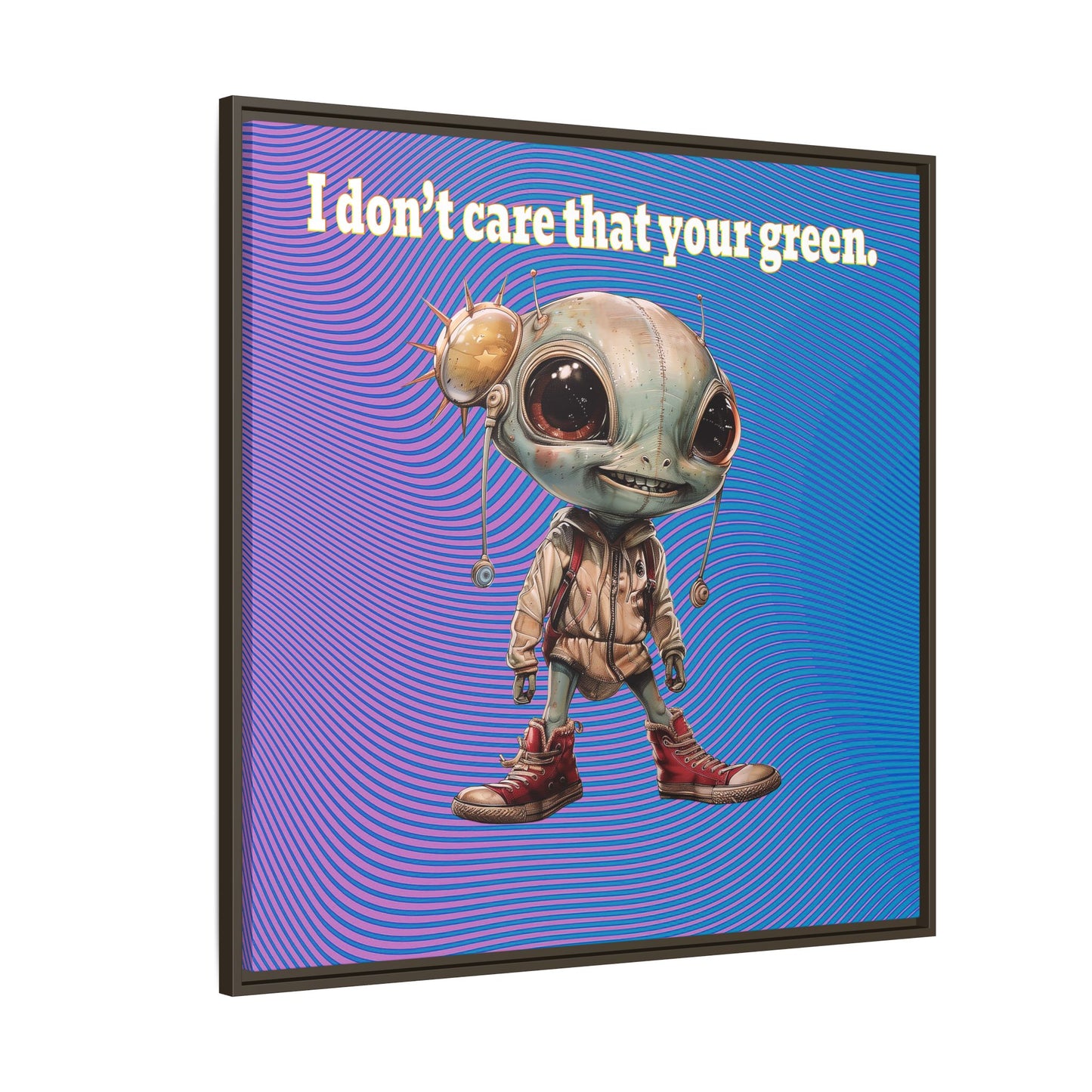 I don't care that your green - framed canvas art (light blue-purple wave)