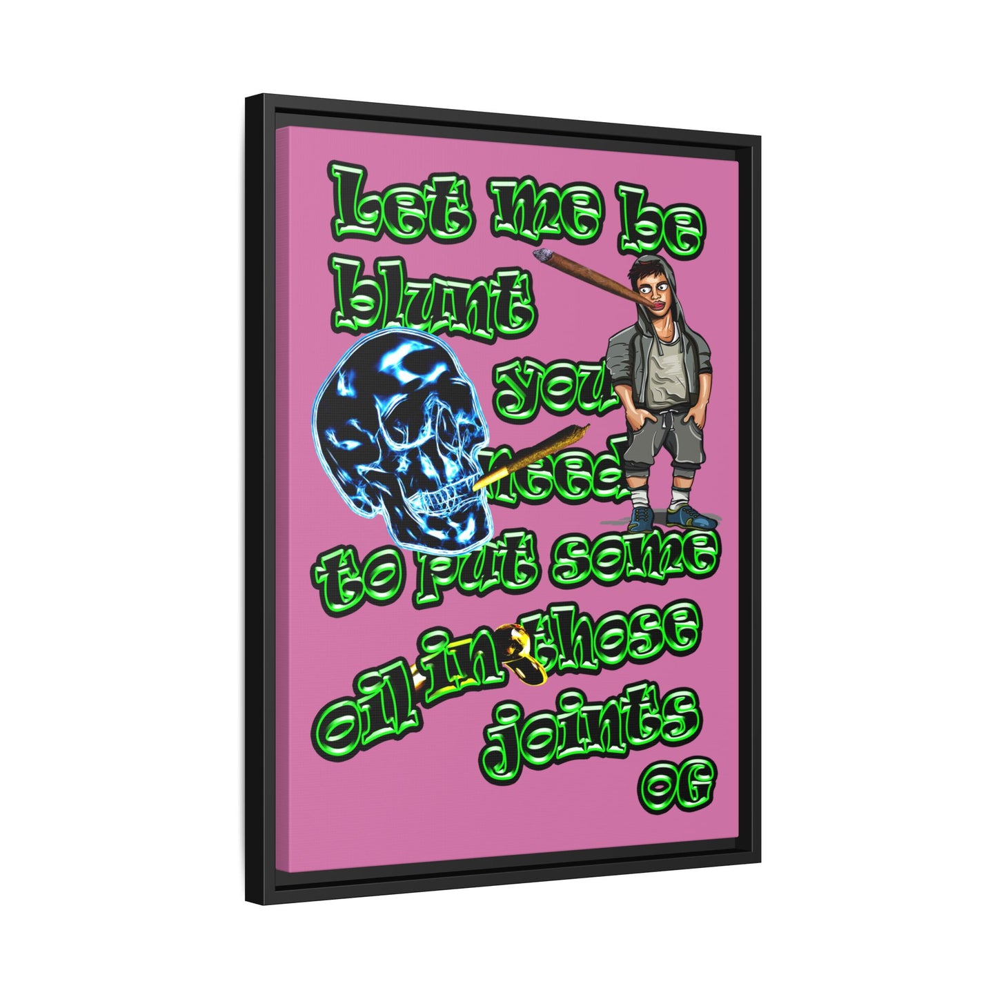 og - framed canvas art (light pink)