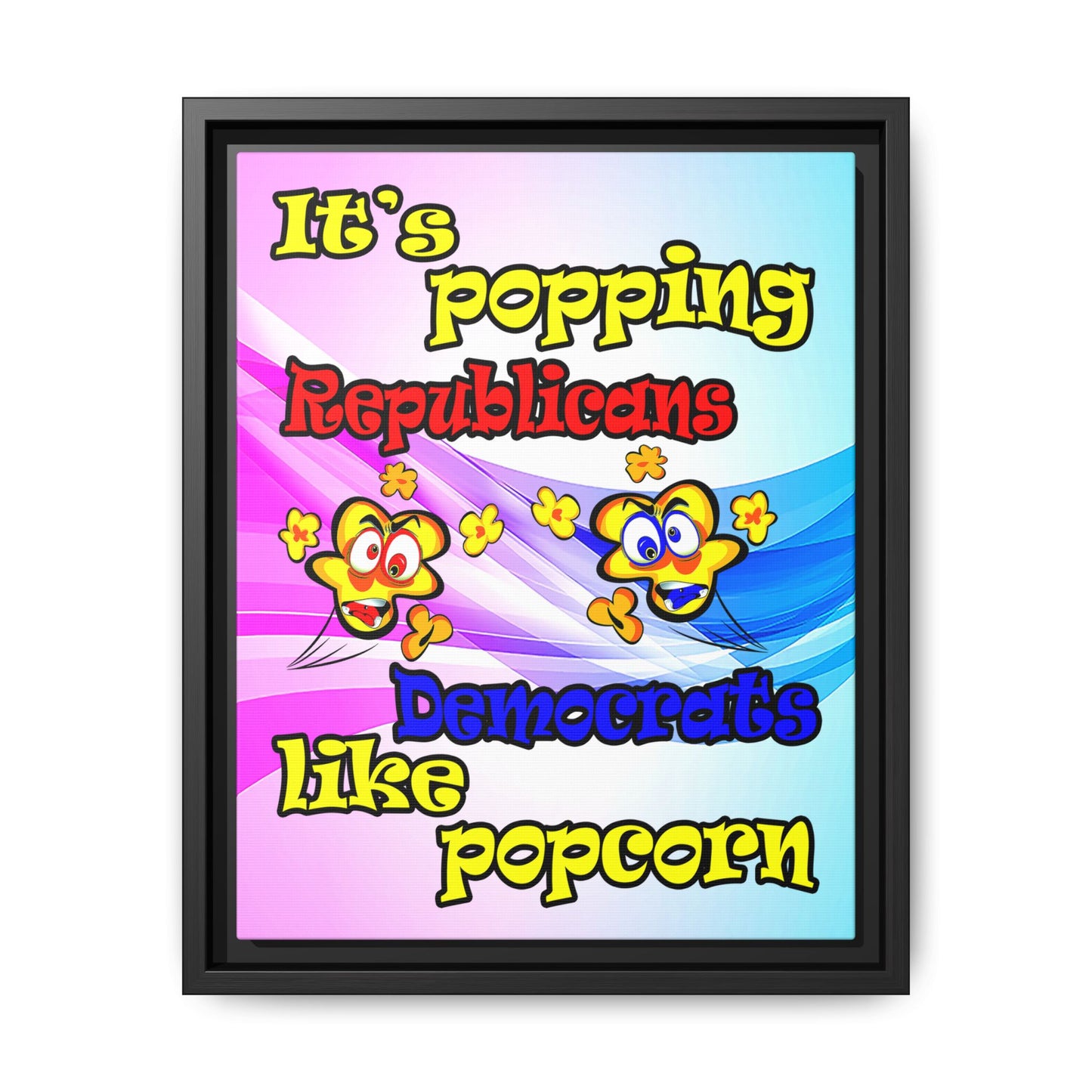 popping like popcorn - framed canvas art (light blue-pink wave)