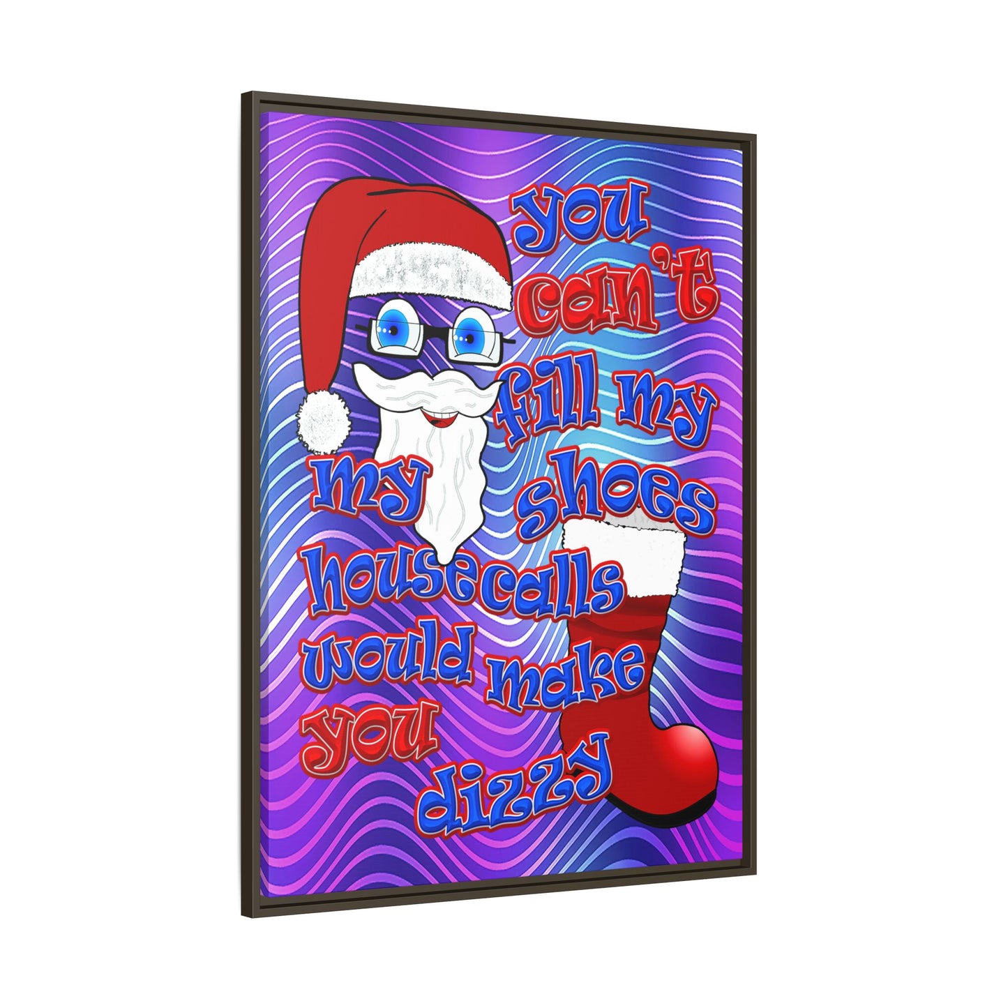 santa's shoes - framed canvas art (purple wave)