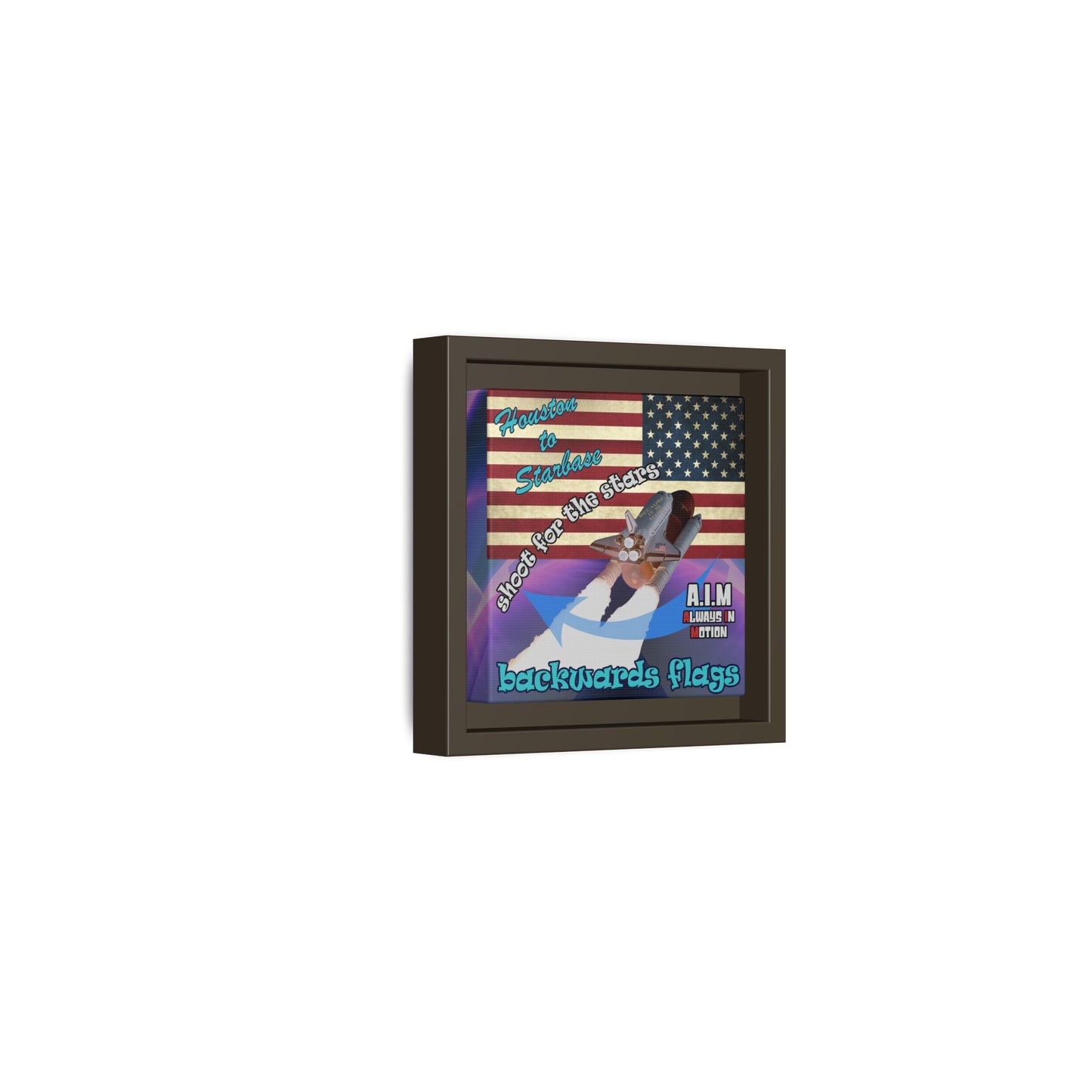 shoot for the stars - framed canvas art (grey-pink wave)