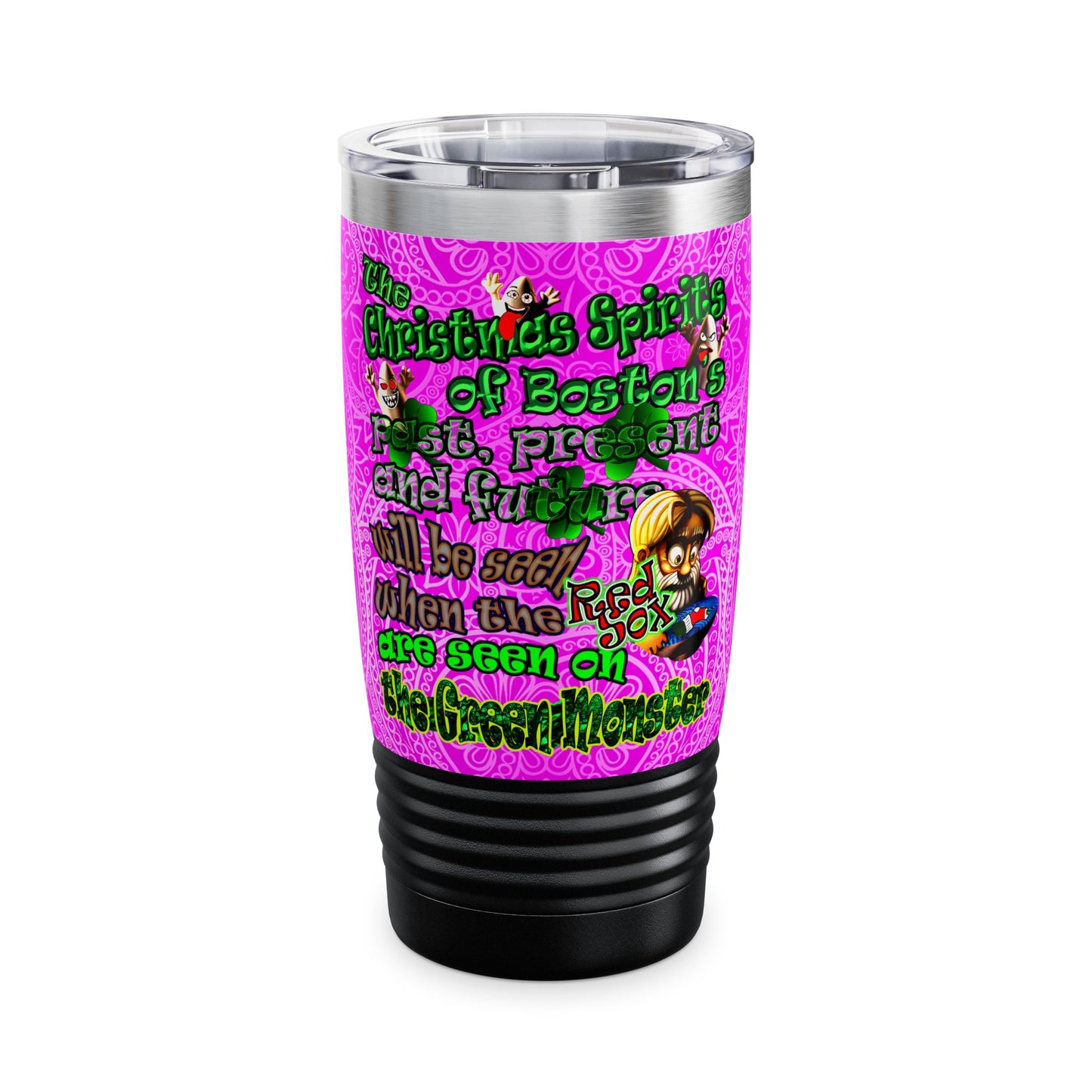 christmas spirits of boston - Ringneck Tumbler, 20oz (pink swirl)