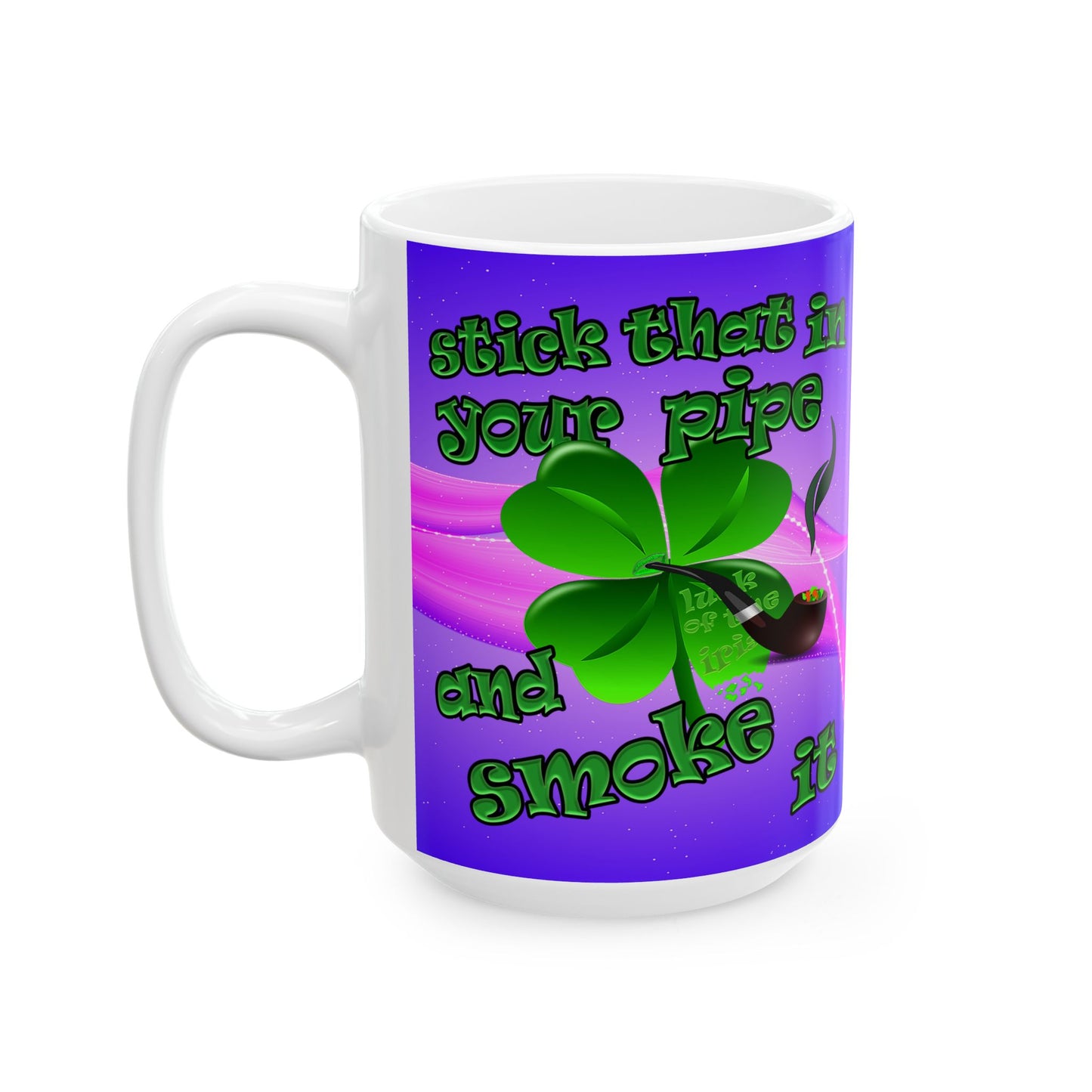 celtics logo - White Mug (purple-pink wave)
