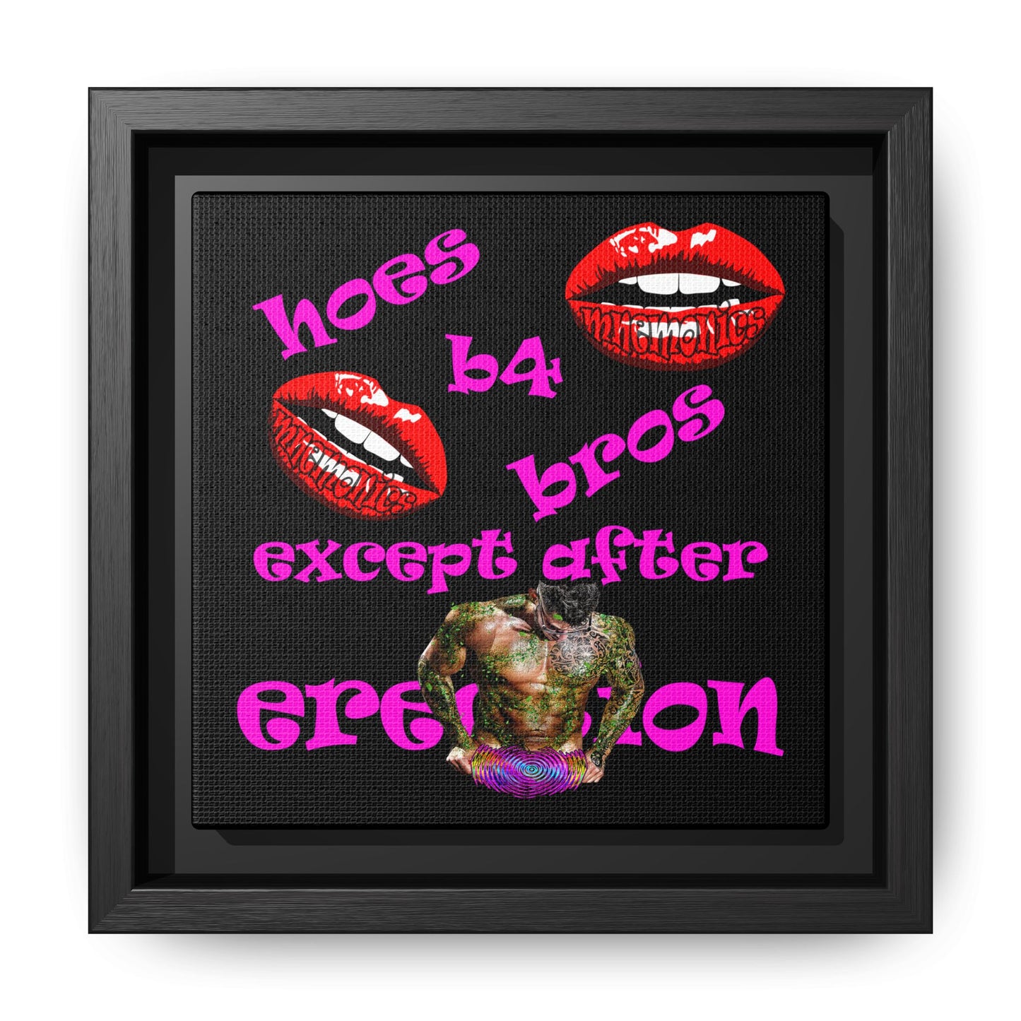 hoes b4 bros - framed canvas art (black)