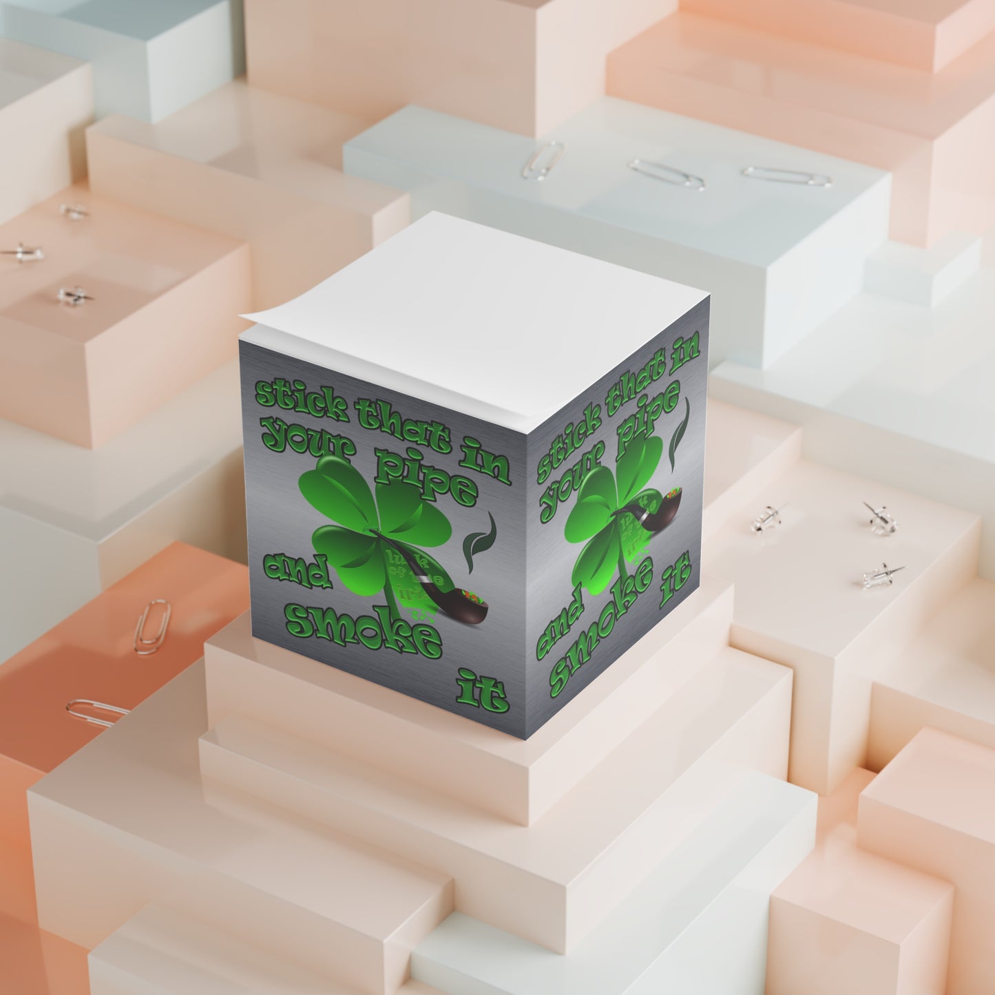 stick that in your pipe and smoke it - note cube (brushed nickel)