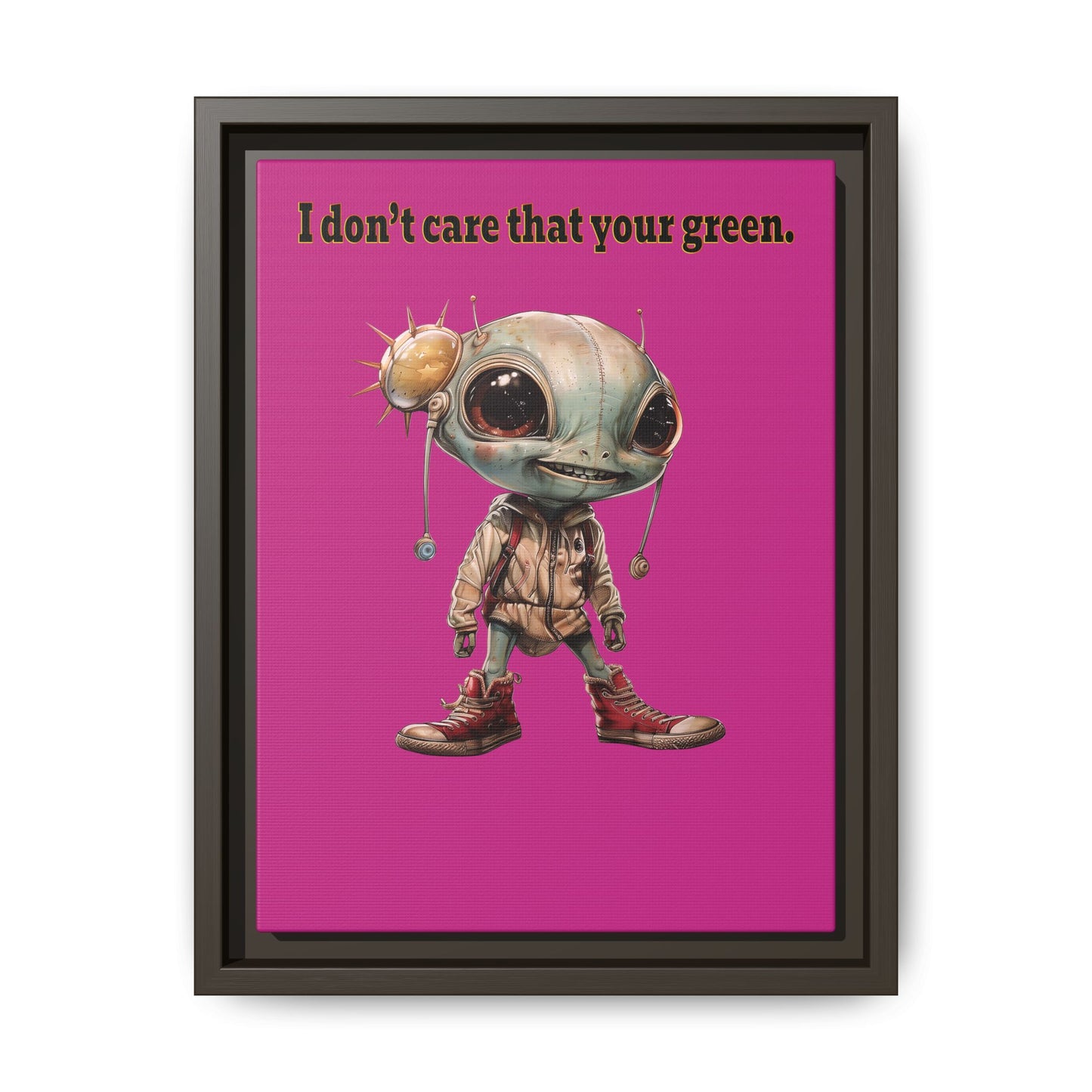 I don't care that your green - framed canvas art (pink)
