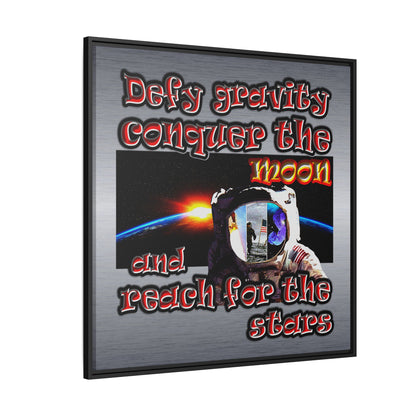 defy conquer reach - framed canvas art (brushed nickel)