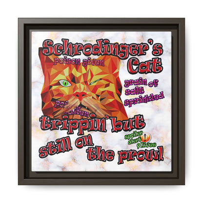 schrodinger's cat - framed canvas art (white marble)