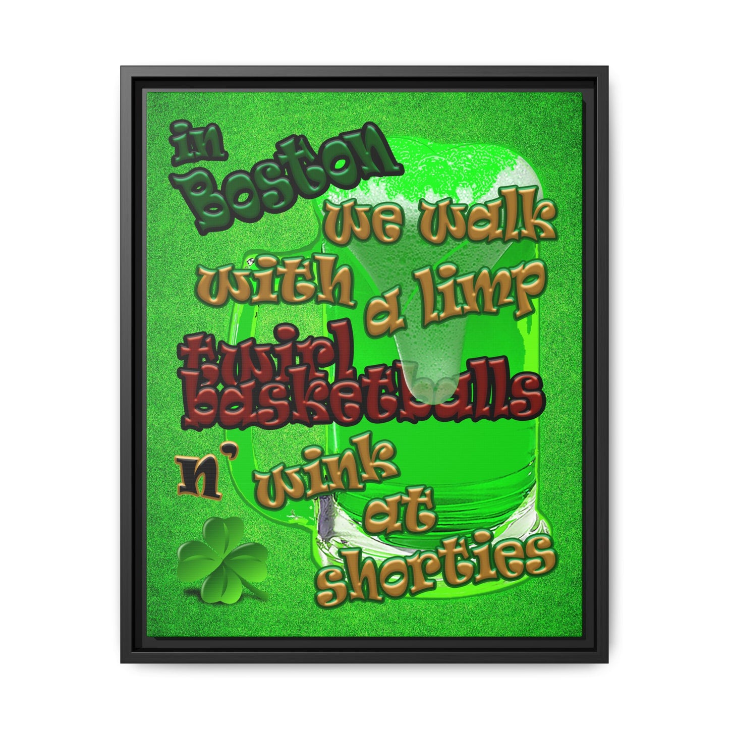 celtics logo - framed canvas art (green turf)