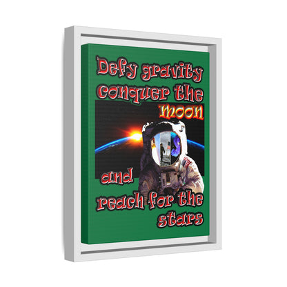 defy conquer reach - framed canvas art (dark green)