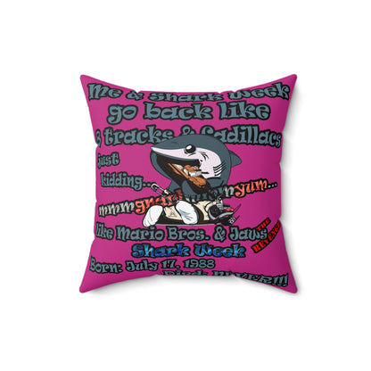 shark week - Faux Suede Square Pillow - (pink)
