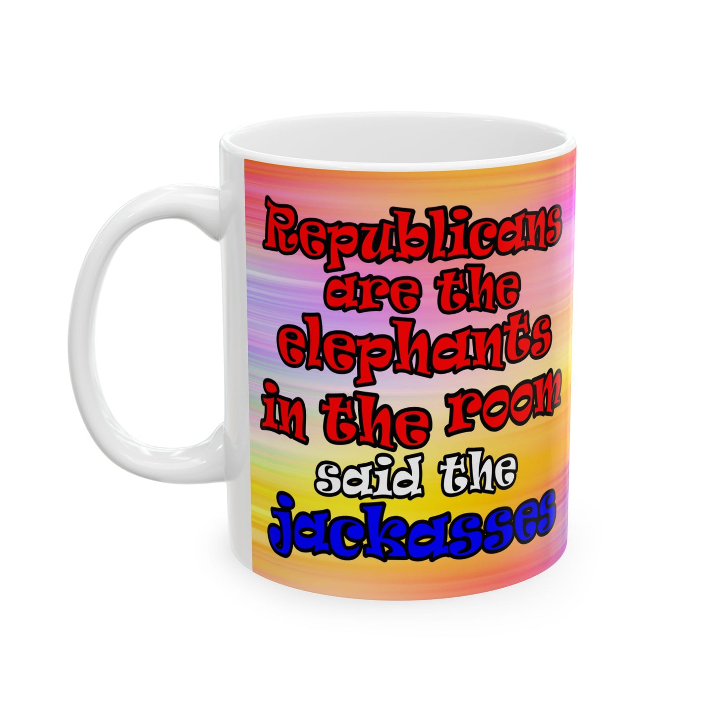 donkeys and elephants - White Mug (color blur)