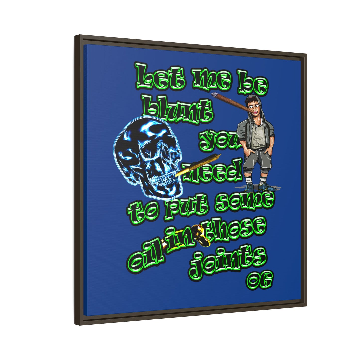 og - framed canvas art (dark blue)