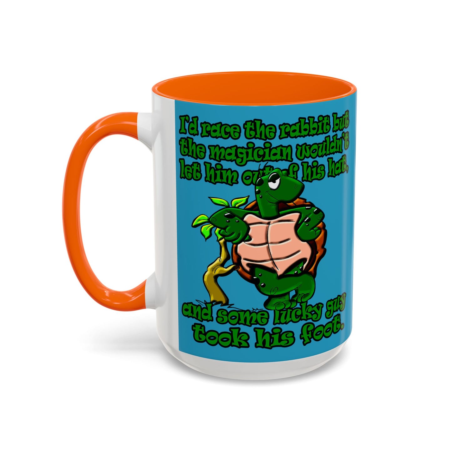turtle race - Accent Mug (turquoise)