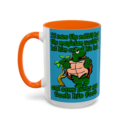 turtle race - Accent Mug (turquoise)