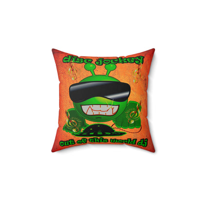 disc jockey - Faux Suede Square Pillow - (burnt orange)